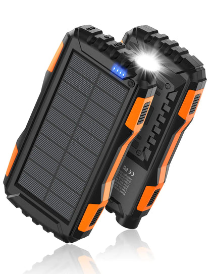 Power-Bank-Solar-Charger - 42800mAh Portable Charger,Solar Power Bank,External Battery Pack 5V3.1A Qc 3.0 Fast Charger Built-in Super Bright Flashlight (Black)