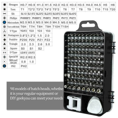 Magnetic Screwdriver Bit Set For iPhone Macbook Tool Kit Set Repair Watch 117PCS