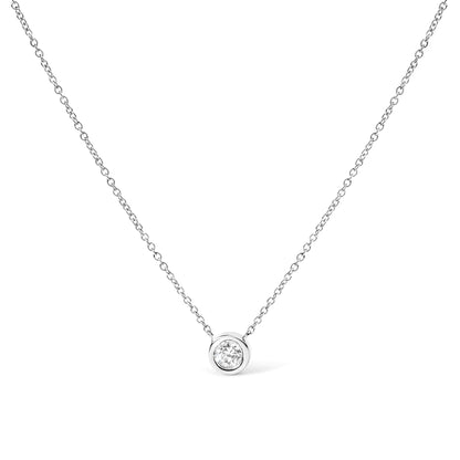 10K Gold Round Brilliant-Cut Diamond Modern Bezel-Set Solitaire 16"-18" Pendant Necklace (H-I Color, SI2-I1 Clarity)