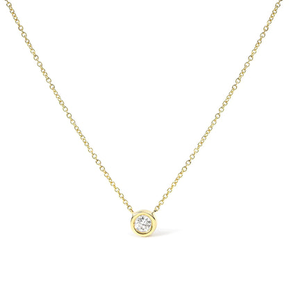 10K Gold Round Brilliant-Cut Diamond Modern Bezel-Set Solitaire 16"-18" Pendant Necklace (H-I Color, SI2-I1 Clarity)